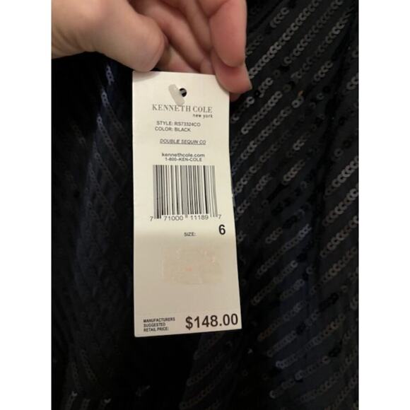 NWT Kenneth Cole Silk Sequin Black Cami Formal Sexy Date Night Out Wedding Sz 6 - Picture 5 of 7